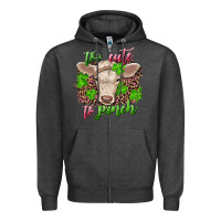 Charcoal Heather too cute to pinch charolais calf Zipper Hoodie - RanaPortraitStore