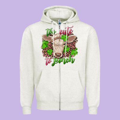 Too Cute To Pinch Charolais Calf Zipper Hoodie Designed By Ranaportraitstore