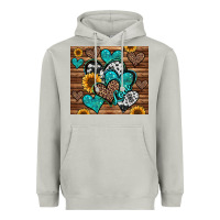 Moon Dust turquoise sunflower hearts Heavyweight Hoodie - Jasminsmagicworld