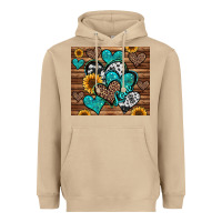 Turquoise Sunflower Hearts Heavyweight Hoodie | Teevron