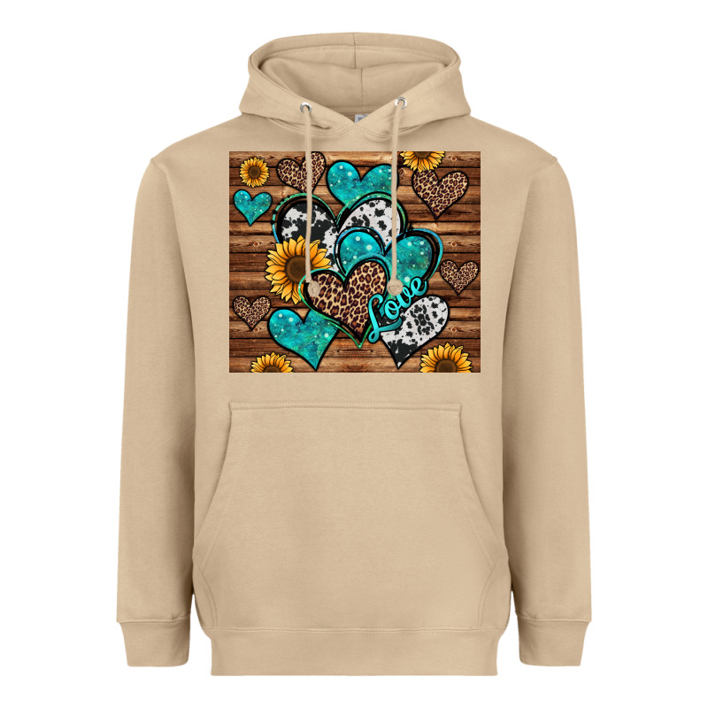 Turquoise Sunflower Hearts Heavyweight Hoodie by Jasminsmagicworld | Teevron