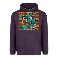 Plum turquoise sunflower hearts Heavyweight Hoodie - Jasminsmagicworld