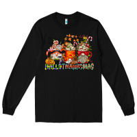 Black Hallothanksmas Gnome Coffee Cups Long Sleeve Tee - CowhideDigitalArt