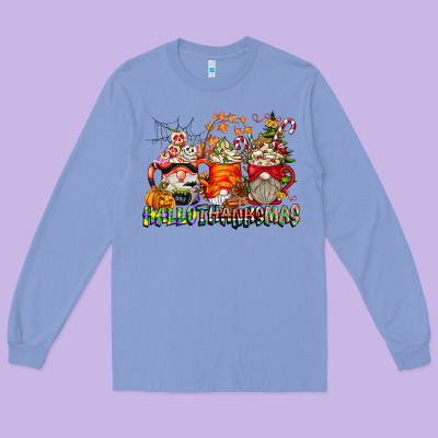 Hallothanksmas Gnome Coffee Cups Long Sleeve Tee Designed By Cowhidedigitalart