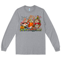 Heather Grey Hallothanksmas Gnome Coffee Cups Long Sleeve Tee - CowhideDigitalArt
