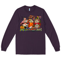 Plum Hallothanksmas Gnome Coffee Cups Long Sleeve Tee - CowhideDigitalArt