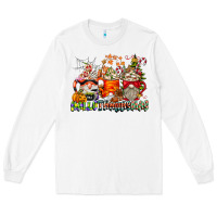 White Hallothanksmas Gnome Coffee Cups Long Sleeve Tee - CowhideDigitalArt
