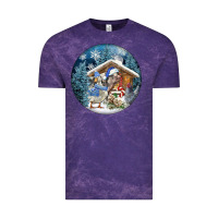 Cloud Purple Winter Farm Animals Vintage Tee - FaDigitalArtStudio