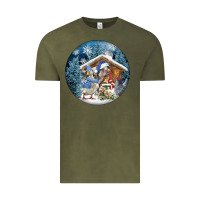 Vintage Olive Winter Farm Animals Vintage Tee - FaDigitalArtStudio
