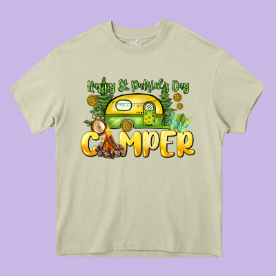Happy St. Patrick's Day Camper Heavy Core Tee Designed By Howdyjamesfarm