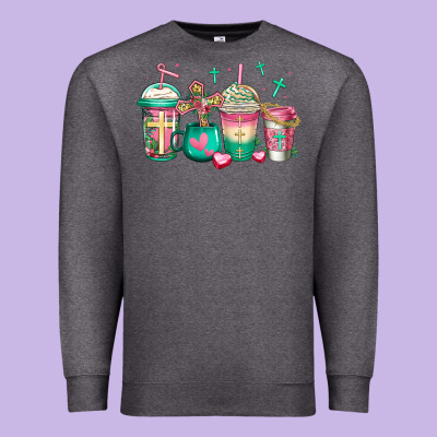 Religious Christian Coffee Cups Premium Sweatshirt Designed By Jasminsmagicworld