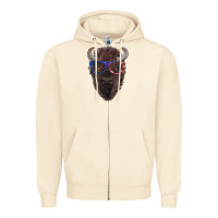 Sandshell bison with american flag glasses Zipper Hoodie - RanaPortraitStore