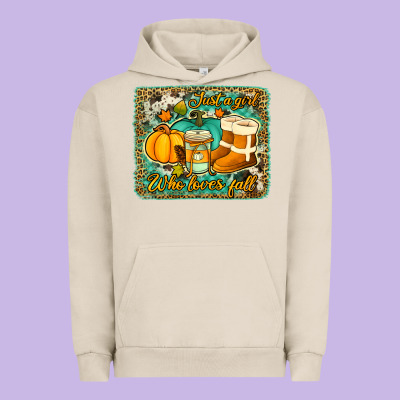 Just A Girl Who Loves Fall Background Urban Hoodie Designed By Jasminsmagicworld