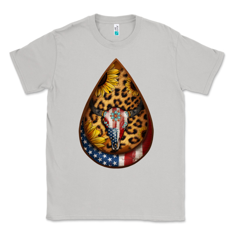 American Sunflower Bullskull Teardrop Earrings Classic Tee by Jasminsmagicworld | Teevron