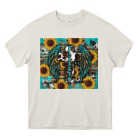 Cream western blessed sunflower's Heavy Core Tee - RanaPortraitStore