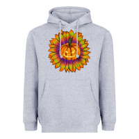 Heather Grey Halloween Sunflower Heavyweight Hoodie - RanaPortraitStore