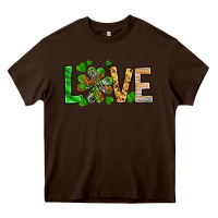 Chocolate Brown St. Patrick's Love luck with clover Heavy Core Tee - HowdyJamesFarm