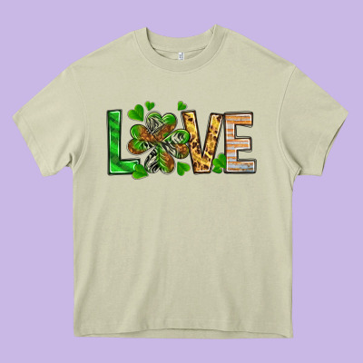 St. Patrick's Love Luck With Clover Heavy Core Tee Designed By Howdyjamesfarm