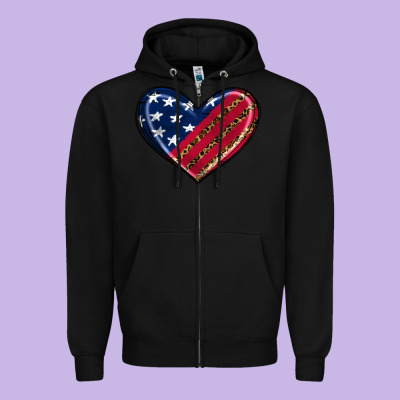 Leopard With American Flag Zipper Hoodie Designed By Ranaportraitstore