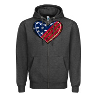 Charcoal Heather leopard with american flag Zipper Hoodie - RanaPortraitStore