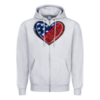Heather Grey leopard with american flag Zipper Hoodie - RanaPortraitStore