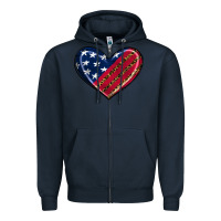 Navy leopard with american flag Zipper Hoodie - RanaPortraitStore