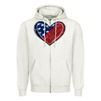 Oatmeal Heather leopard with american flag Zipper Hoodie - RanaPortraitStore