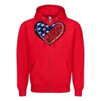Red leopard with american flag Zipper Hoodie - RanaPortraitStore