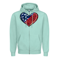Seafoam leopard with american flag Zipper Hoodie - RanaPortraitStore
