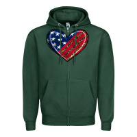 Sports Green leopard with american flag Zipper Hoodie - RanaPortraitStore