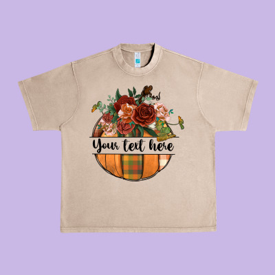 Preview Customize Floral Pumpkin Urban Heavy Tee Designed By Bundleandbundleshop