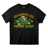Black Dead inside but feeling lucky St. Patrick's Day Heavy Core Tee - CowGirlArtShop