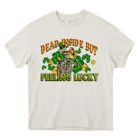 Cream Dead inside but feeling lucky St. Patrick's Day Heavy Core Tee - CowGirlArtShop