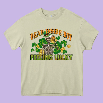 Dead Inside But Feeling Lucky St. Patrick's Day Heavy Core Tee Designed By Cowgirlartshop