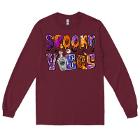 Burgundy Spooky Vibes Long Sleeve Tee - CowhideDigitalArt
