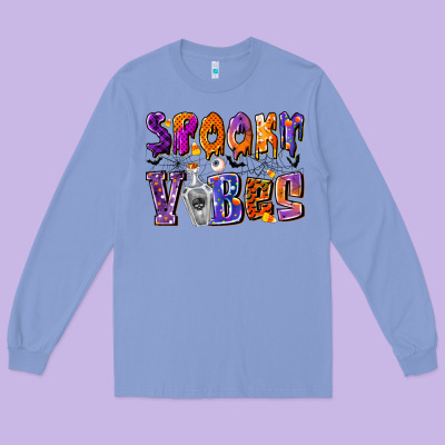 Spooky Vibes Long Sleeve Tee Designed By Cowhidedigitalart