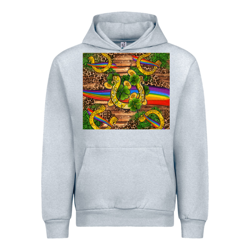 St Patricks Day Horseshoe Shamrock Rainbow Gold Urban Hoodie by RanaPortraitStore | Teevron