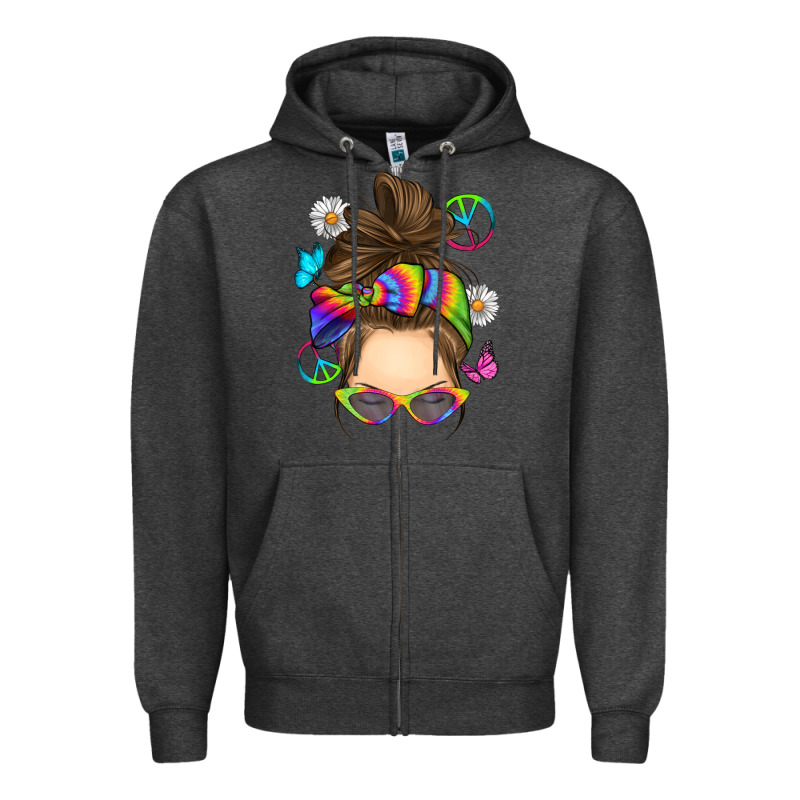 Messy Bun Tie Dye Zipper Hoodie by RanaPortraitStore | Teevron