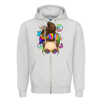 Dove Grey messy bun tie dye Zipper Hoodie - RanaPortraitStore