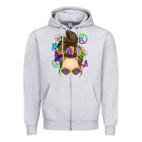 Heather Grey messy bun tie dye Zipper Hoodie - RanaPortraitStore
