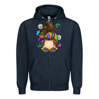Navy messy bun tie dye Zipper Hoodie - RanaPortraitStore