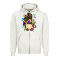 Oatmeal Heather messy bun tie dye Zipper Hoodie - RanaPortraitStore