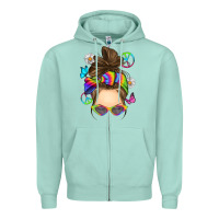 Seafoam messy bun tie dye Zipper Hoodie - RanaPortraitStore
