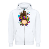 White messy bun tie dye Zipper Hoodie - RanaPortraitStore
