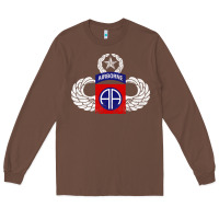 Chestnut 82nd Airborne Div Parachutist Wings and Patch - Distressed Long Sleeve Tee - baoMotion