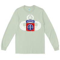 Matcha 82nd Airborne Div Parachutist Wings and Patch - Distressed Long Sleeve Tee - baoMotion