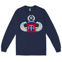 Navy 82nd Airborne Div Parachutist Wings and Patch - Distressed Long Sleeve Tee - baoMotion