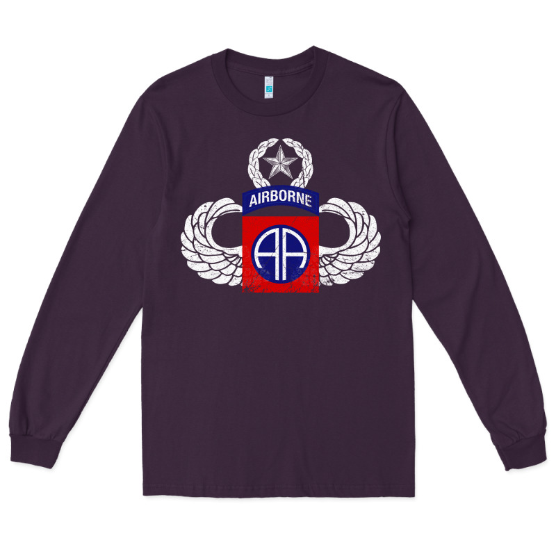82nd Airborne Div Parachutist Wings And Patch - Distressed Long Sleeve Tee by baoMotion | Teevron