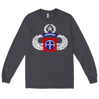 Smoke 82nd Airborne Div Parachutist Wings and Patch - Distressed Long Sleeve Tee - baoMotion