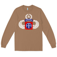 Toasted Coconut 82nd Airborne Div Parachutist Wings and Patch - Distressed Long Sleeve Tee - baoMotion